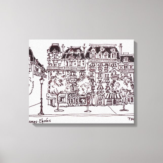 Haussmann-arkitektur | Champs Elysees, Paris Canvastryck (Framsida)