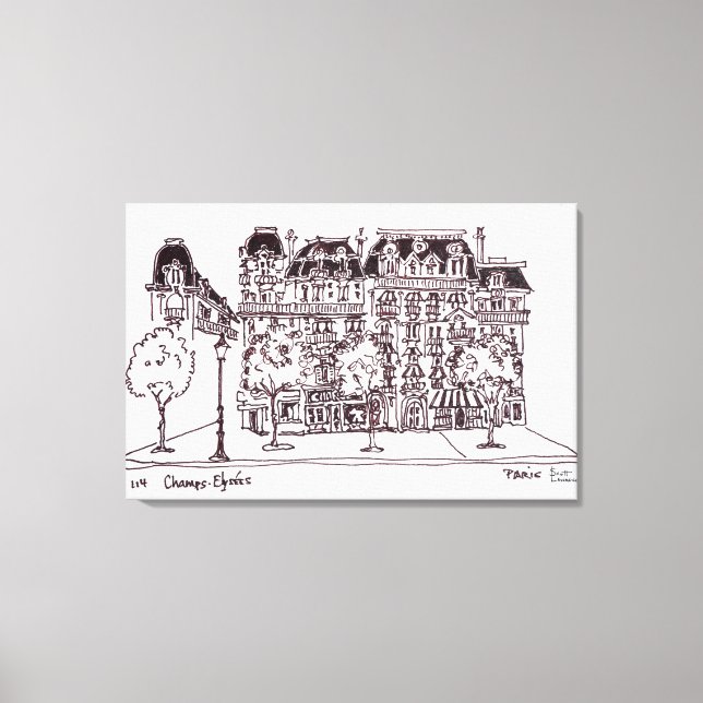 Haussmann-arkitektur | Champs Elysees, Paris Canvastryck (Framsida)