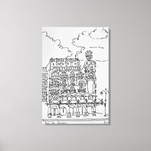 Haussmann Byggnad | Rue de Rennes, Paris Canvastryck (Framsida)
