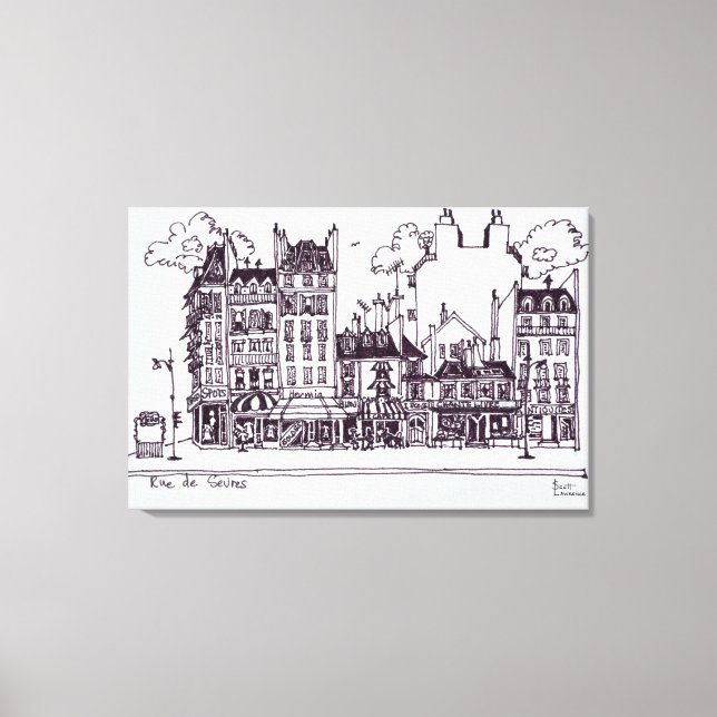 Haussmannarkitektur | Rue de Sevres Canvastryck (Framsida)