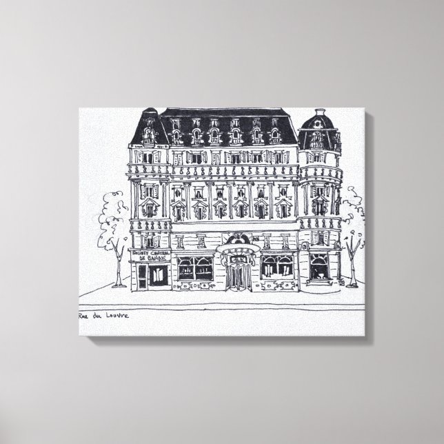 Haussmannarkitektur | Rue du Louvre, Paris Canvastryck (Framsida)