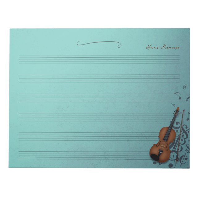 Haute Bohème Turkvoose Violin Music Manuscript Anteckningsblock (Framsida)