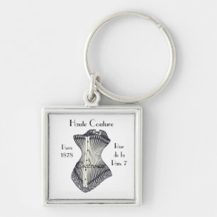 Haute Couture Corset Thunder_ CoveNapkins Fyrkantig Silverfärgad Nyckelring