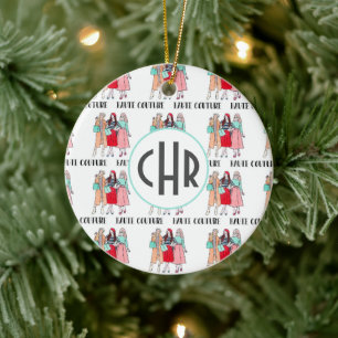 Haute Couture MODE Paris Monogram Julgransprydnad Keramik