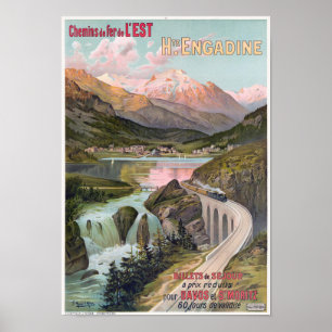 Haute Engadine Schweiz Vintage affisch 1910