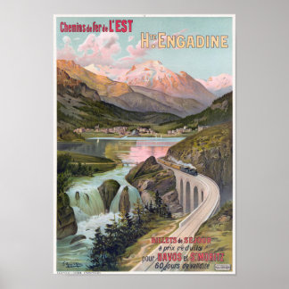 Haute Engadine Schweiz Vintage affisch 1910