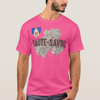 Haute Savoie 74 Department Ancient Map Alps Skiing T Shirt