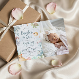Hav 1-års födelsedags fotoinbjudan inbjudningar