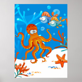 Hav Akvatisk Söt Bläckfisk Sjöstjärna Barnrum Poster