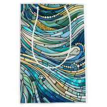 Hav av vågor Teal Mosaic Finkonst