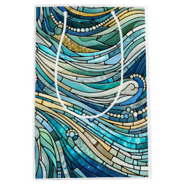 Hav av vågor Teal Mosaic Finkonst