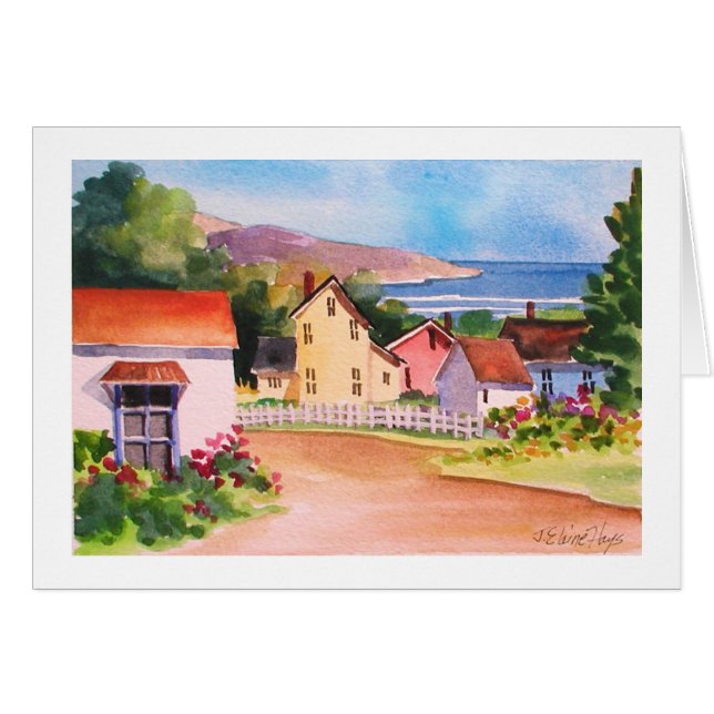 Hav beskådar byhus hälsningskort (Framsidan Horizontal)