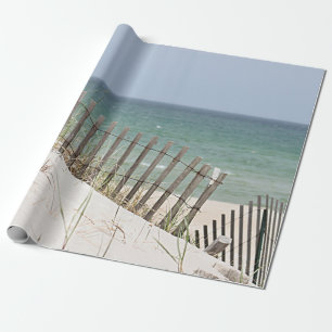 Hav beskådar till och med strandstaket presentpapper