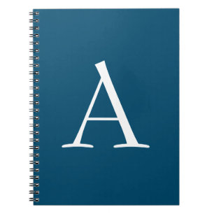 Hav Blå Enkel Elegant Modern Monogram Initial Anteckningsbok