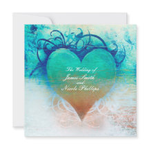 Hav Blå Hjärtat Strand Tropiska Inbjudningar