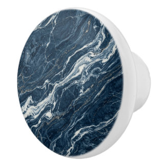 Hav Blå Marmor Förfinad Modern Estetik Knopp