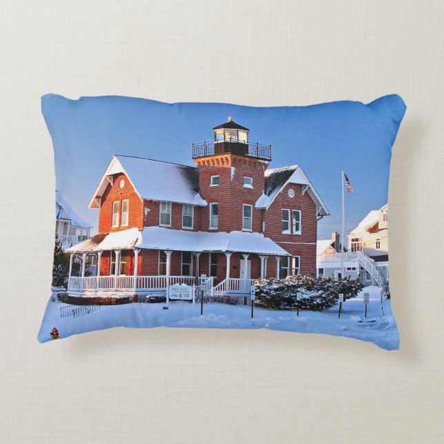 Hav Girt fyr som är ny - jersey Prydnadskudde (Baksidan)