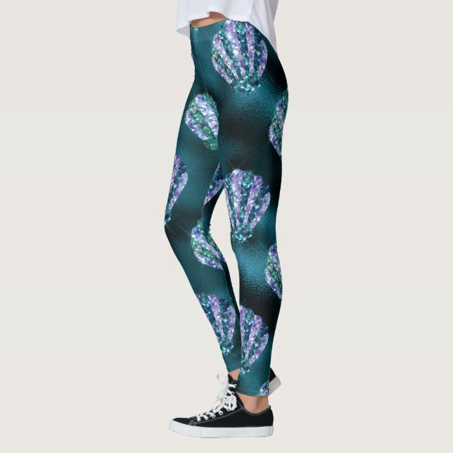 Hav Glamour Färgrik Oyster Mönster Leggings (Vänster)