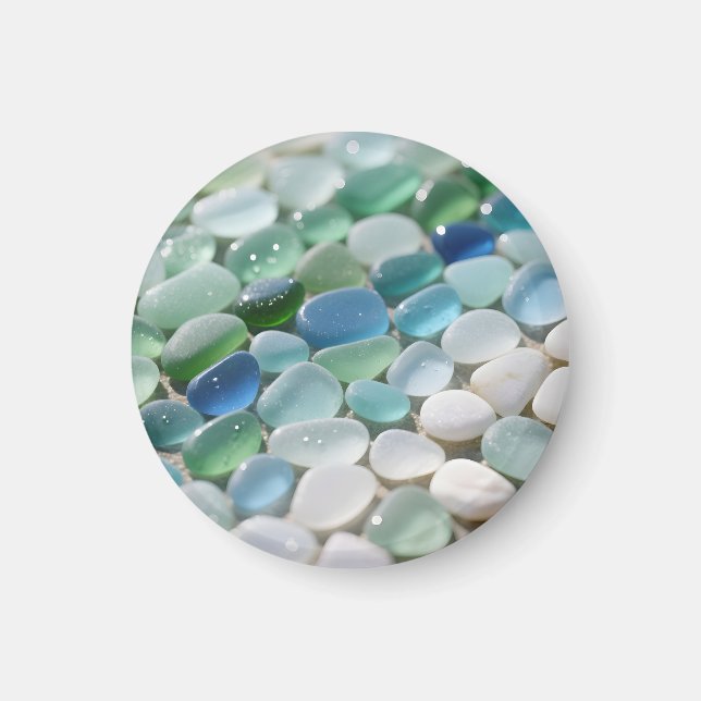 Hav Glas Mosaik Ocean Blues Lugnande Magnet (Framsidan)