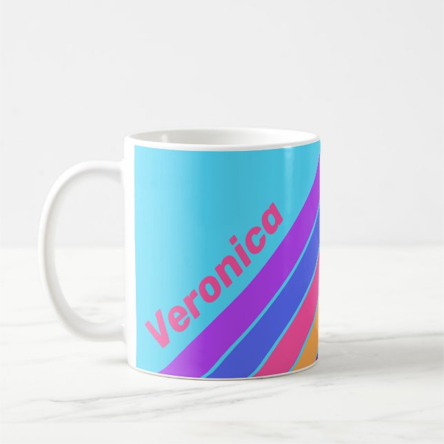 Hav Glas Ränder med Namn Kaffemugg (Vänster)