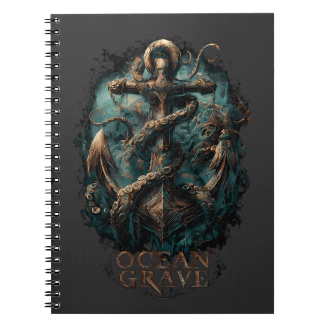 Hav Grav Kraken Ankar Mörk Fantasy Anteckningsbok (Framsidan)