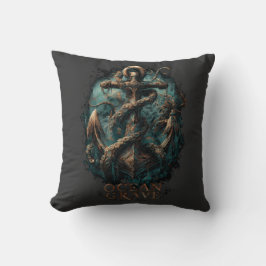 Hav Grav Kraken Ankar Mörk Fantasy Kudde