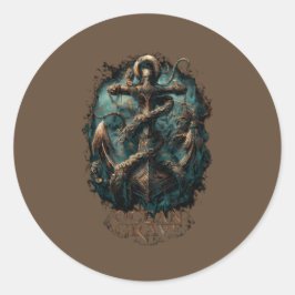 Hav Grav Kraken Ankar Mörk Fantasy Runt Klistermärke