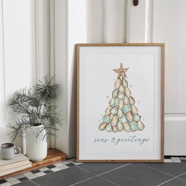 "Hav & Hälsningar" Strandhus Jul Oyster Poster (Skapare uppladdad)