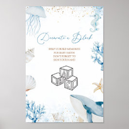 Hav Hav Ser Dig Snart Baby Shower Dekorera Blocksk Poster