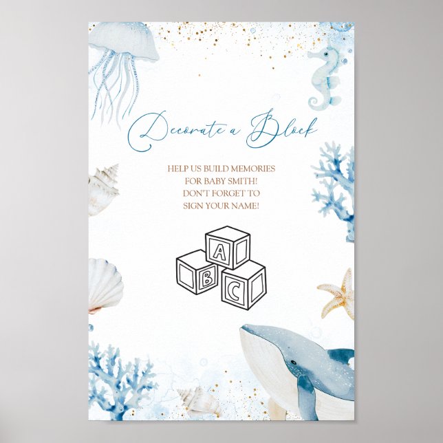 Hav Hav Ser Dig Snart Baby Shower Dekorera Blocksk Poster (Framsidan)