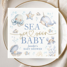 Hav Havet Ses Snart Babyfirande Pojke Blå Papper