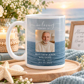 Hav Kust Manlig Foto Begravning Minnesgåva Kaffemugg