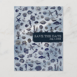 Hav Oceanliv Marin Skal SAVE THE DATE Meddelande Vykort