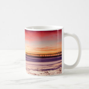 Hav och pir vid solnedgång, CA Kaffemugg