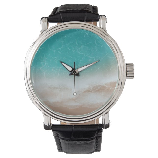 Hav och strand från ovan cool abstrakt konst armbandsur (Framsida)