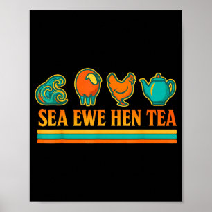 Hav Öget Höna Te Roligt Puns Skämt Retro Stil Poster
