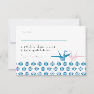 Hav / Ros Origami Tranor Bröllop RSVP OSA Kort
