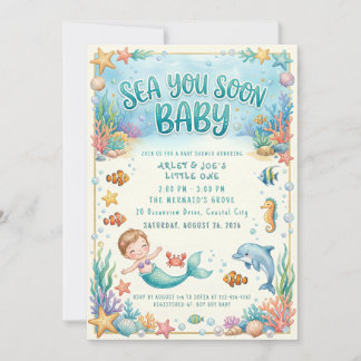 Hav se dig snart Baby Under havet Baby Shower Inbjudningar