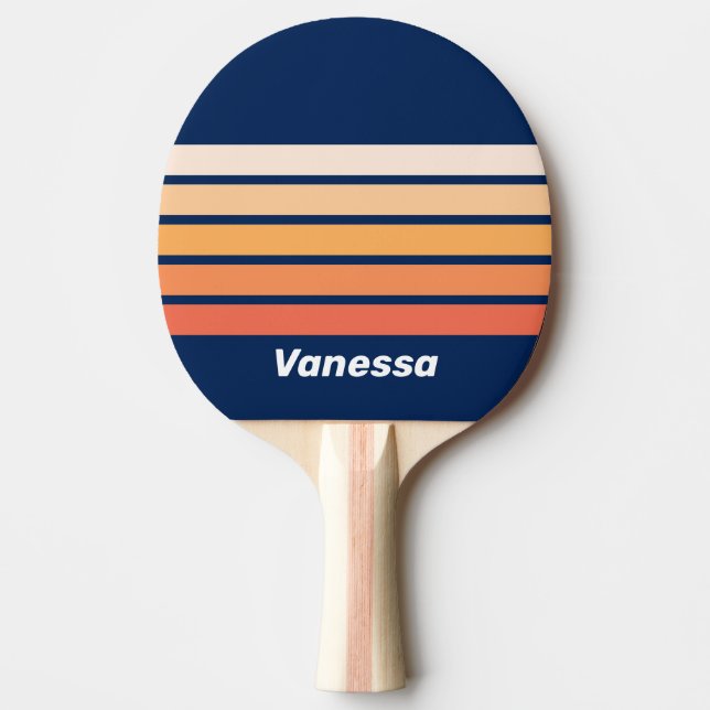 Hav Sol Fall över Randig med Namn Pingisracket (Framsidan)