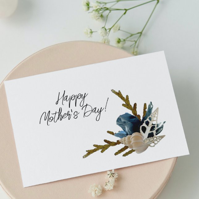 Hav Strand Blå Iris & Snäckor Mors Dag Kort (Skapare uppladdad)