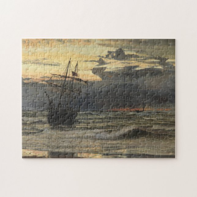 Hav-Stranden efter en storm Time, gryning Pussel (Horisontell)