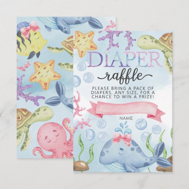 Hav Under Havet Blöja Lotteri Kort Infogning Flick (Fram/baksida)