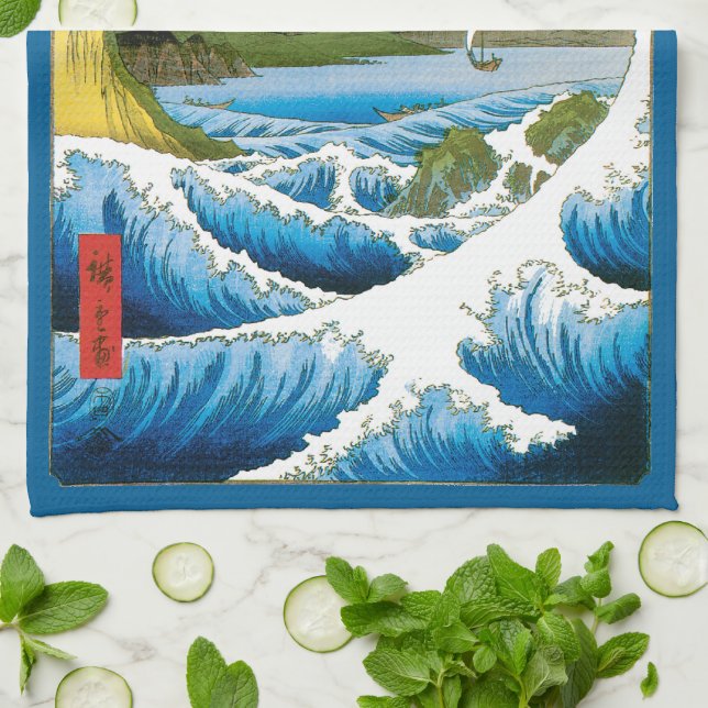Hav vid Satta i Suruga-provinsen av Ando Hiroshige Kökshandduk (Vikta)