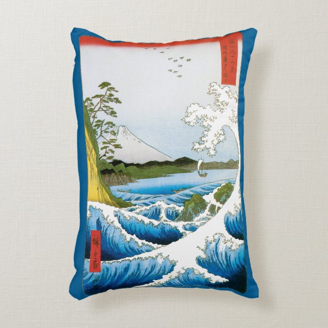 Hav vid Satta i Suruga provinsen av Ando Hiroshige Prydnadskudde (Framsidan(Vertikal))