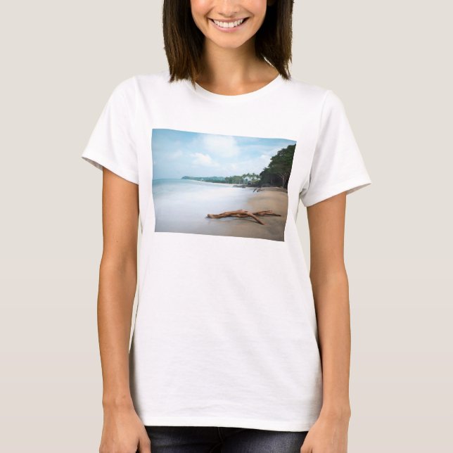 Hav vinkar på sandig strand tee (Framsida)
