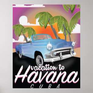 Havana affisch för semester för Kubavintage auto