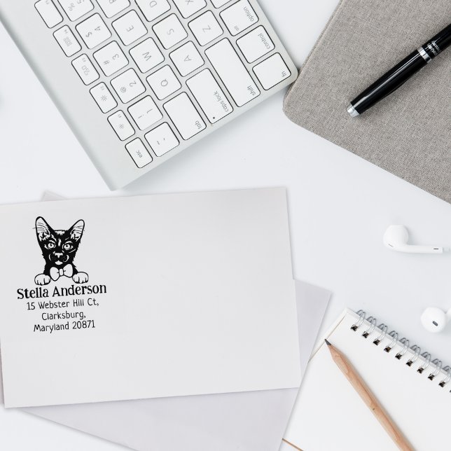 Havana Brown Cat Returadress Stämpel (Skapare uppladdad)