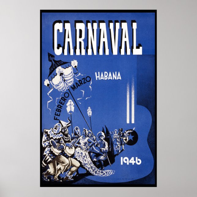 Havana Carnival 1946 Vintage resor Poster (Framsidan)