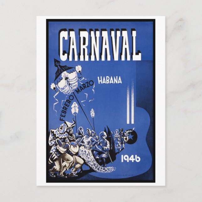Havana Carnival 1946 Vintage resor Vykort (Framsida)
