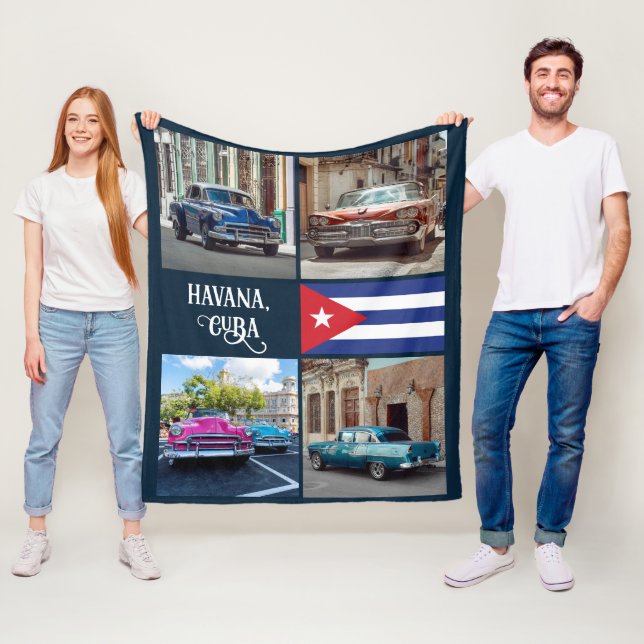 Havana CUBA Cars Fleecefilt (På plats)